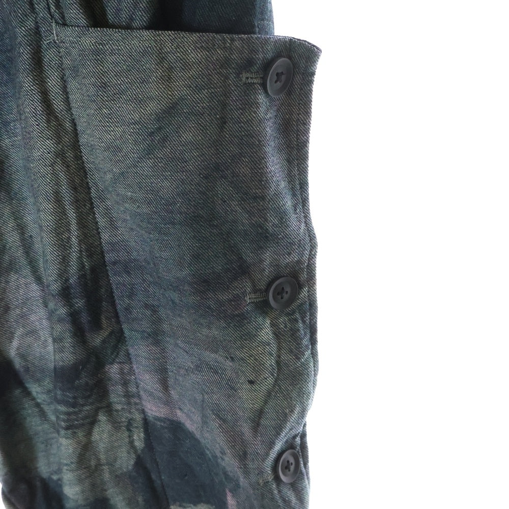 Yohji Yamamoto POUR HOMME(ヨウジヤマモト プールオム) 21SS 脇釦絵プリント ドローストリング ワイド パンツ グレー HD-P21-007