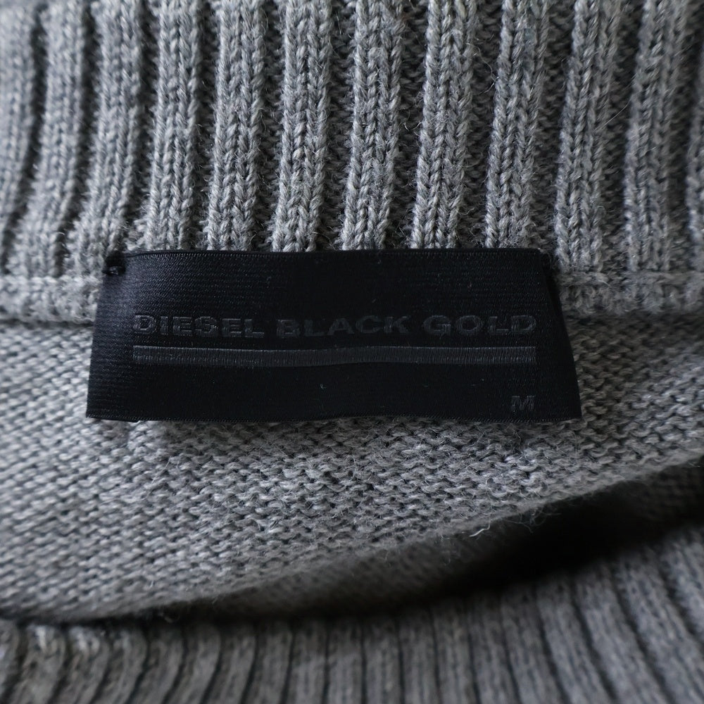 DIESEL BLACK GOLD(ディーゼルブラックゴールド) 総柄 クルーネック 長袖ニット セーター グレー