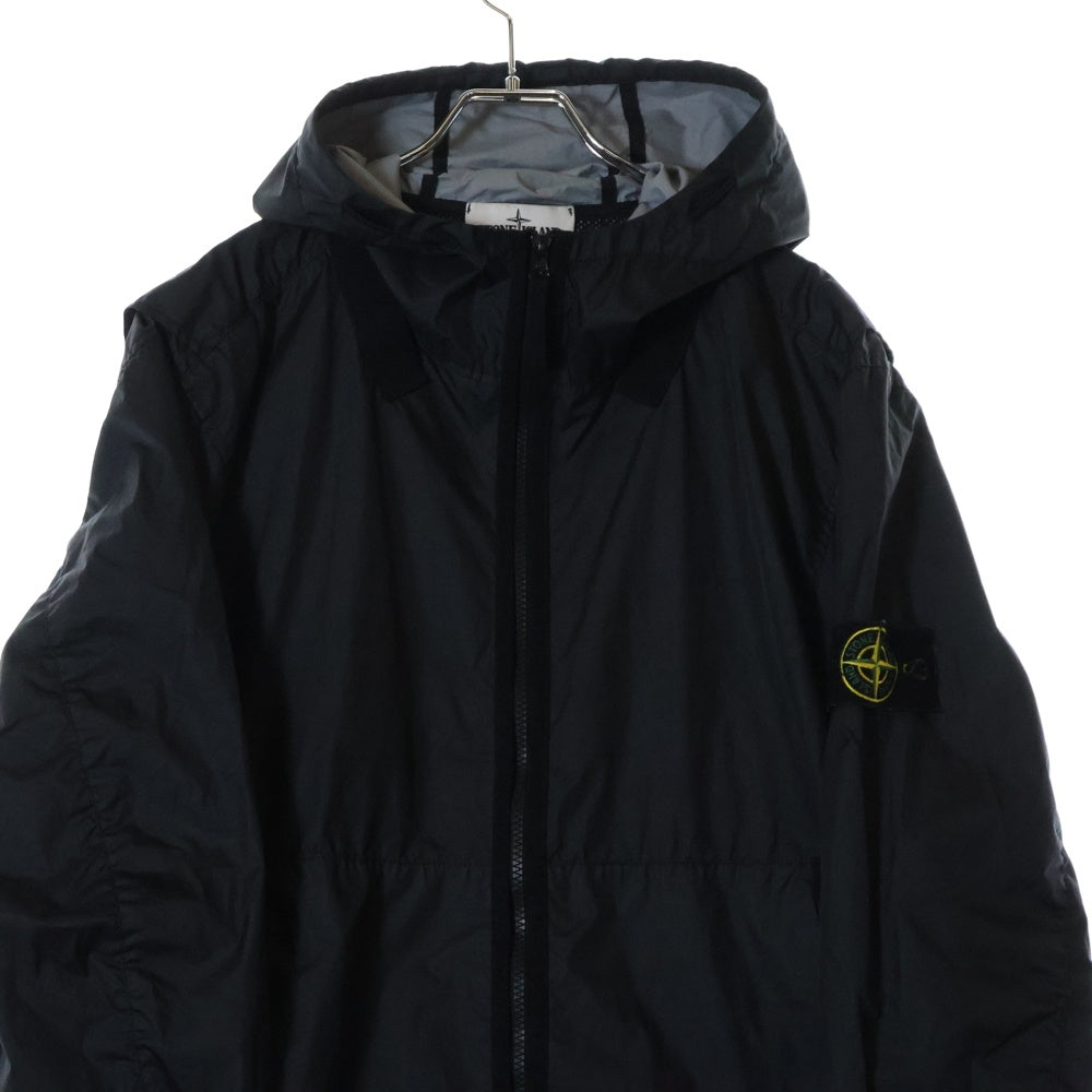 STONE ISLAND(ストーンアイランド) 20SS ガーメントダイコーディング フード付 ジップアップ ナイロンジャケット ブラック 741540523
