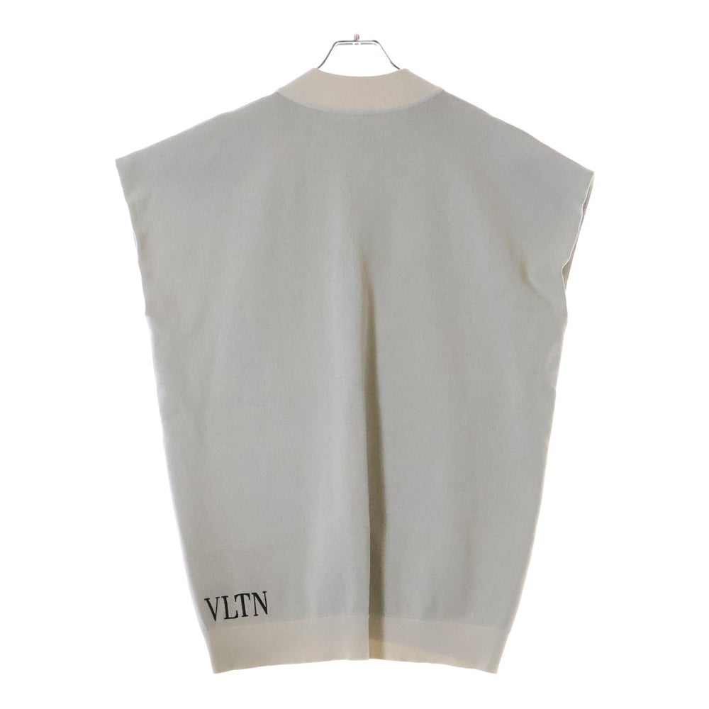 VALENTINO(ヴァレンティノ) フラワー総柄 Vネック ノースリーブ ニットベスト アイボリー
