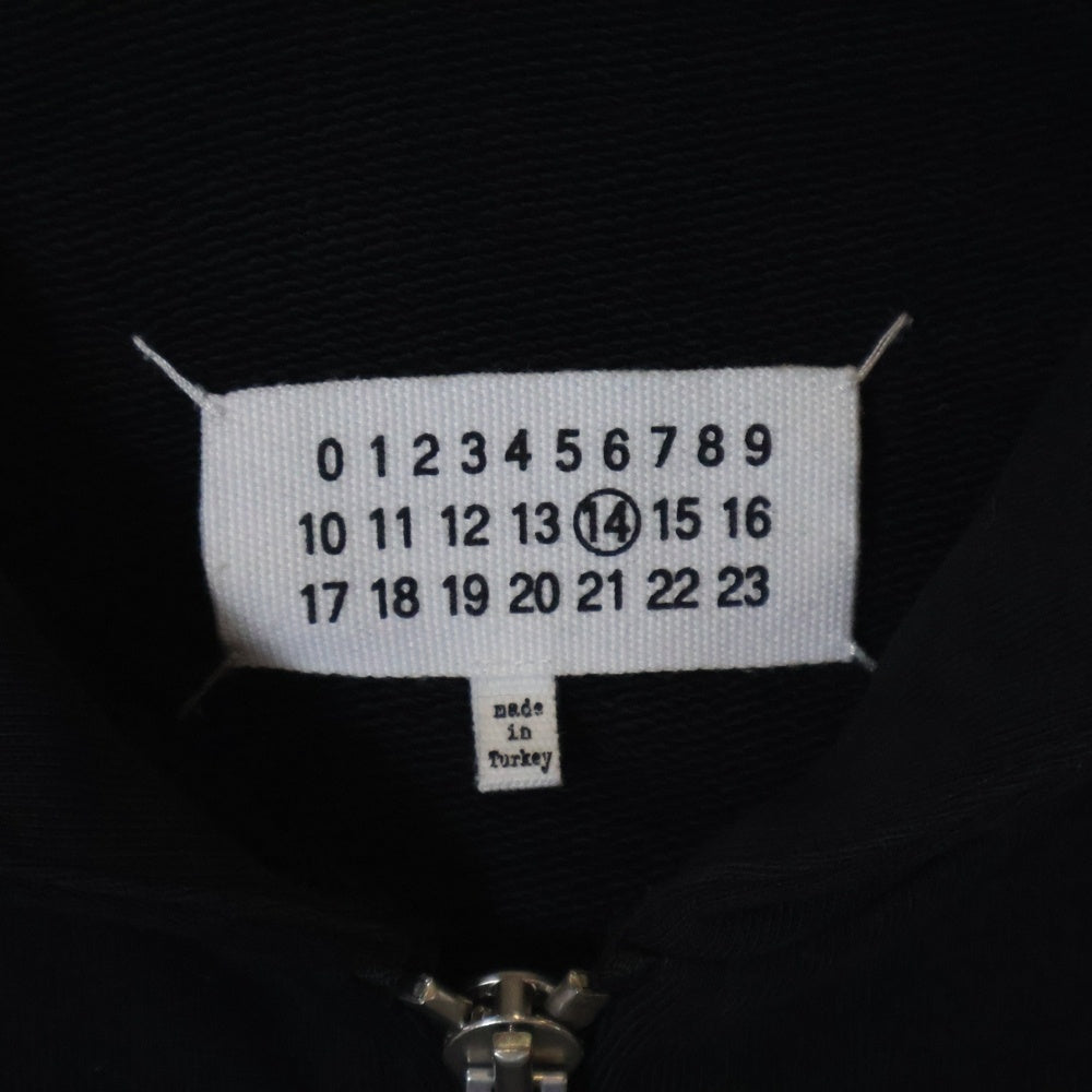 Maison Margiela 14(メゾンマルジェラ) 20SS STEREOTYPE LOGO HOODIE ロゴレザーパッチ ジップアップ パーカー ブラック S50HG0031