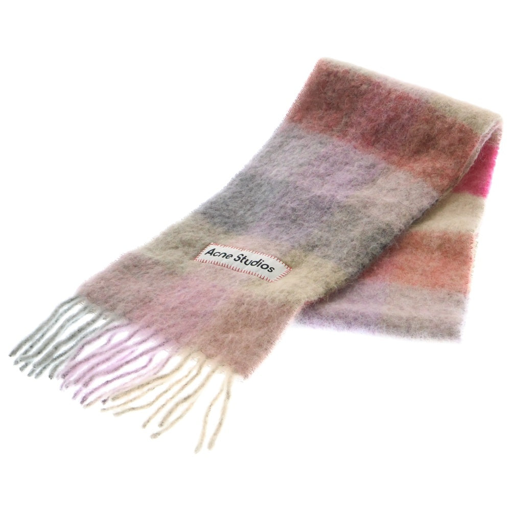 Acne Studios(アクネ ストゥディオズ) Mohair Checked Scarf モヘアニット チェックスカーフ マフラー ピンク