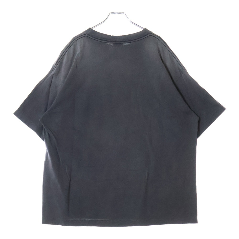 SAINT MICHAEL(セントマイケル) 25SS HEART TEE ヴィンテージ加工 ハートプリント半袖Tシャツ クルーネックカットソー ブラック SM-HR8-0000-001