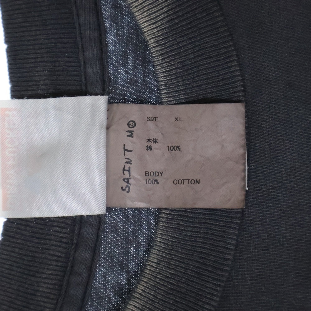 SAINT MICHAEL(セントマイケル) 25SS Jesus TEE ヴィンテージ加工 ジーザス プリント半袖Tシャツ クルーネックカットソー ブラック SM-HR8-0000-016