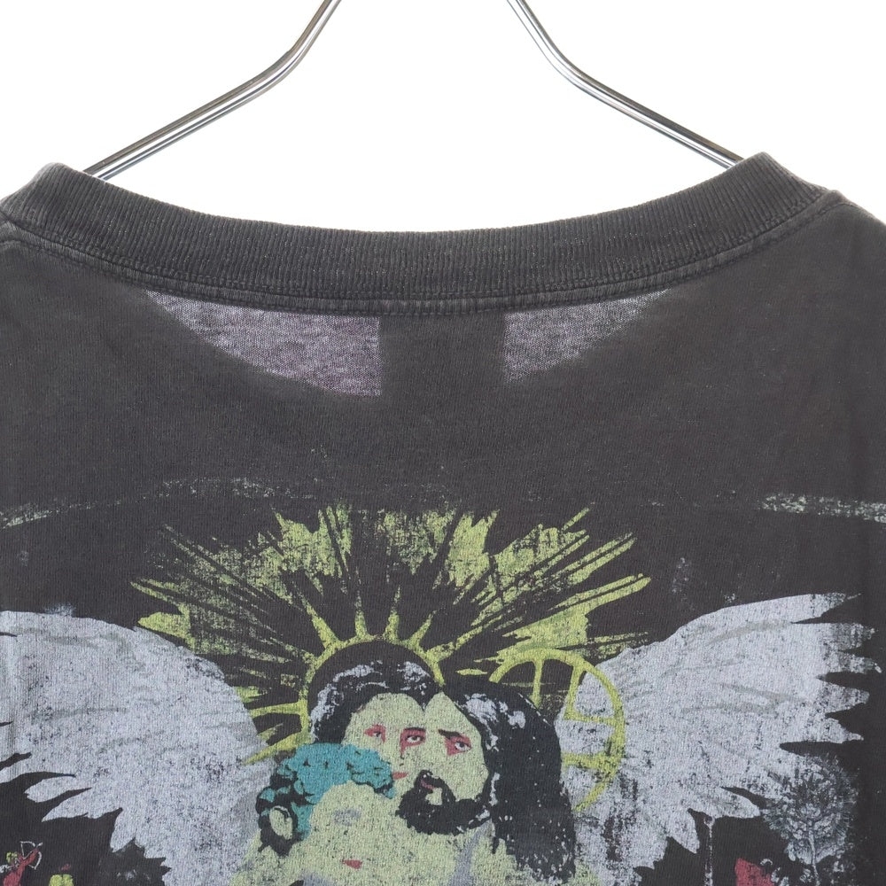 SAINT MICHAEL(セントマイケル) 20AW ヴィンテージ加工 グラフィックプリント半袖Tシャツ クルーネックカットソー ブラック SM-A20-0000-001