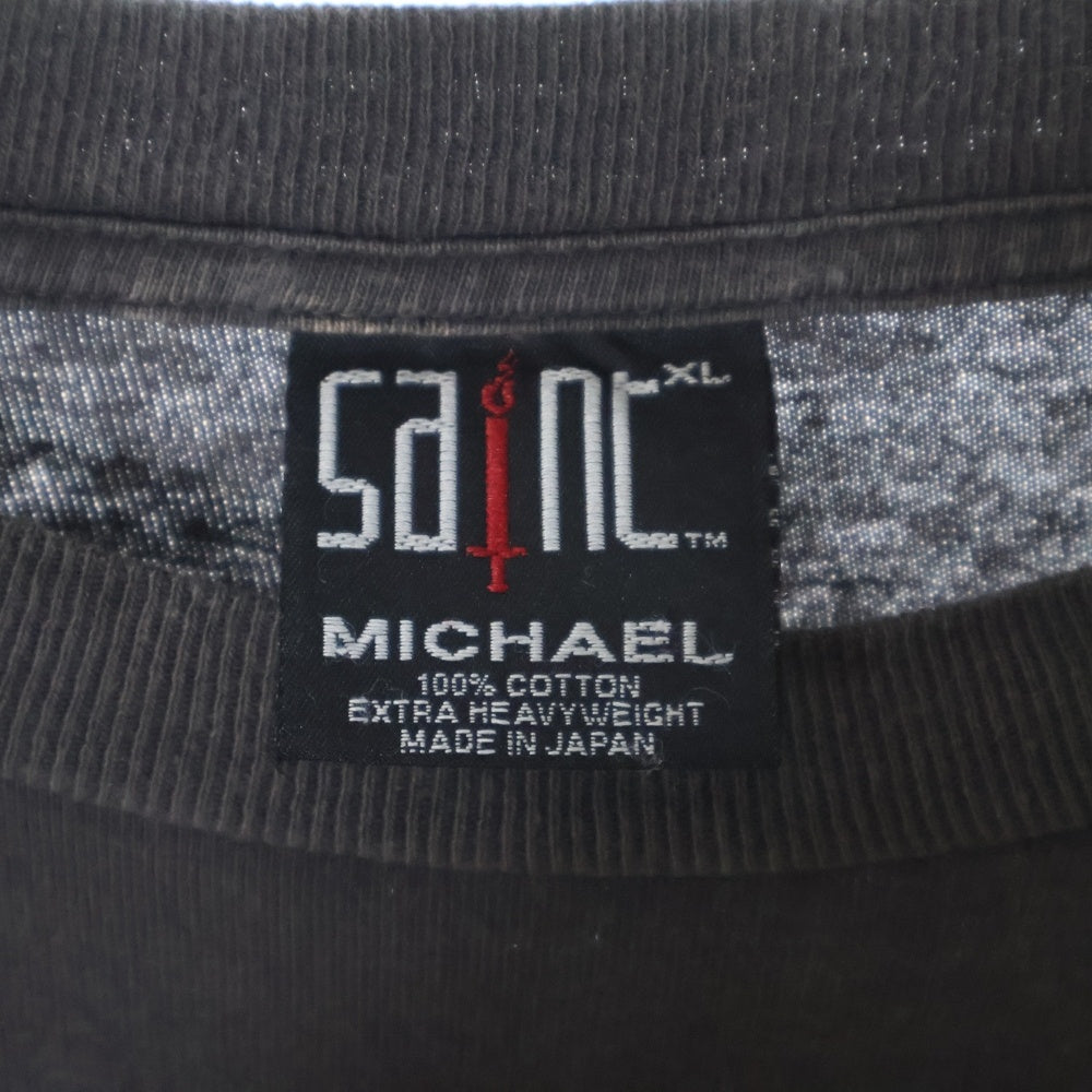 SAINT MICHAEL(セントマイケル) 20AW ヴィンテージ加工 グラフィックプリント半袖Tシャツ クルーネックカットソー ブラック SM-A20-0000-001