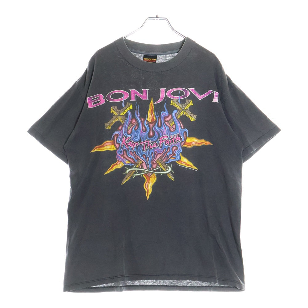 VINTAGE(ヴィンテージ) 90's BON JOVI KEEP THE FAITH WORLD TOUR ボンジョビ キープ ザ フェイス ツアーT Tシャツ 半袖カットソー 両面プリント ブラック