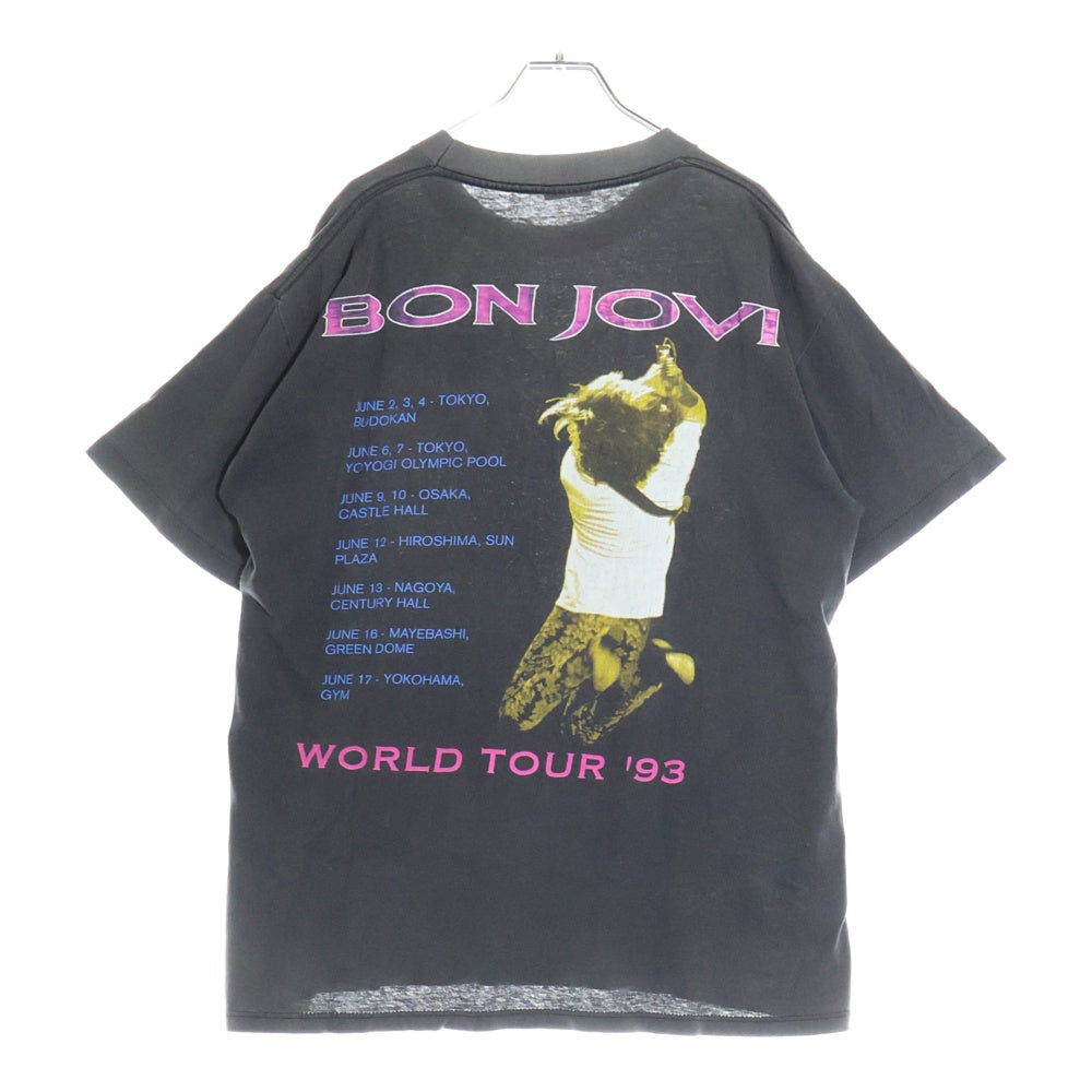 VINTAGE(ヴィンテージ) 90's BON JOVI KEEP THE FAITH WORLD TOUR ボンジョビ キープ ザ フェイス ツアーT Tシャツ 半袖カットソー 両面プリント ブラック
