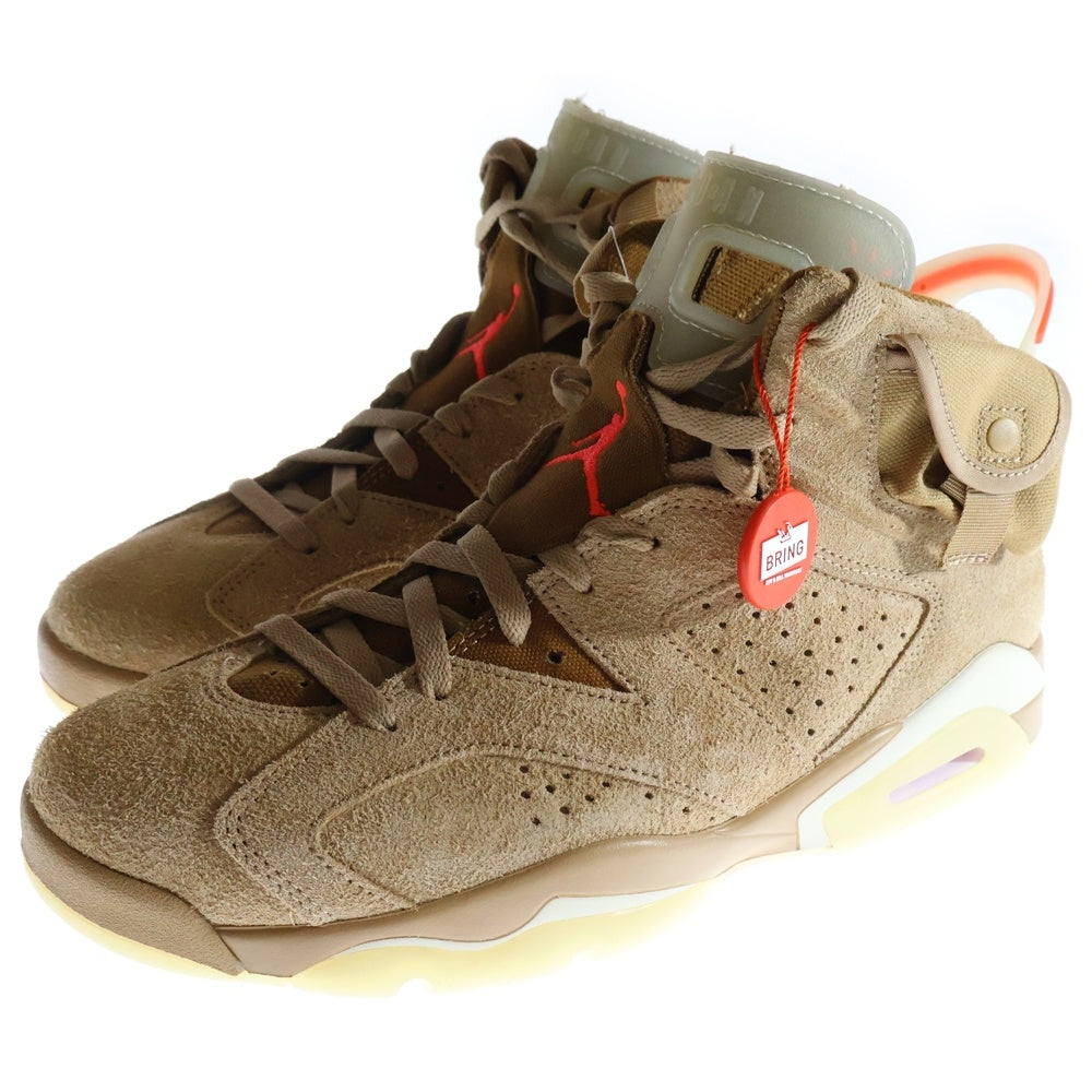 NIKE(ナイキ) Travis Scott Air Jordan 6 British Khaki DH0690-200 トラヴィススコット エアジョーダン6 ブリティッシュカーキ ハイカットスニーカー ブラウン US10/28.0cm