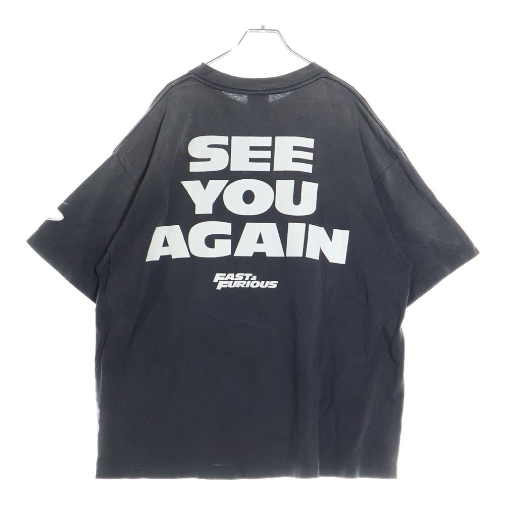 SAINT MICHAEL(セントマイケル) 25AW ×FAST&FURIOUS FF TEE ヴィンテージ加工 プリント半袖Tシャツ クルーネックカットソー ブラック SM-HR1-0000-C74