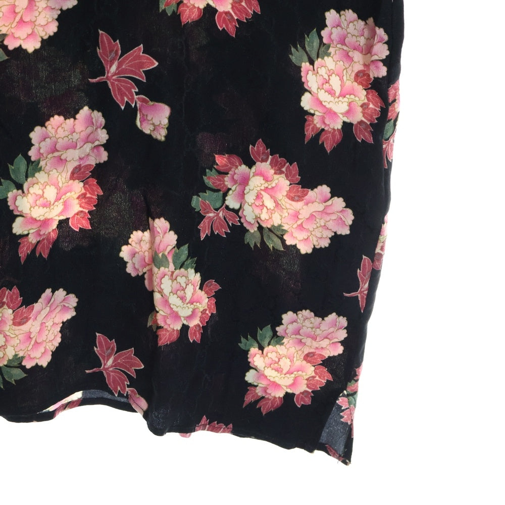GUCCI(グッチ) フラワープリント GG総柄 オープンカラー半袖シルクシャツ ブラック 625502 ZAEP6