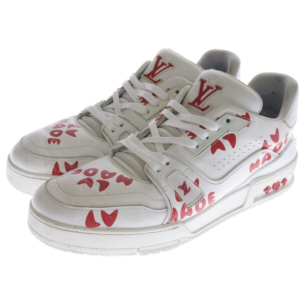 LOUIS VUITTON(ルイヴィトン) ×NIGO LVトレイナーライン レザーローカットスニーカー ホワイト/レッド FD0291