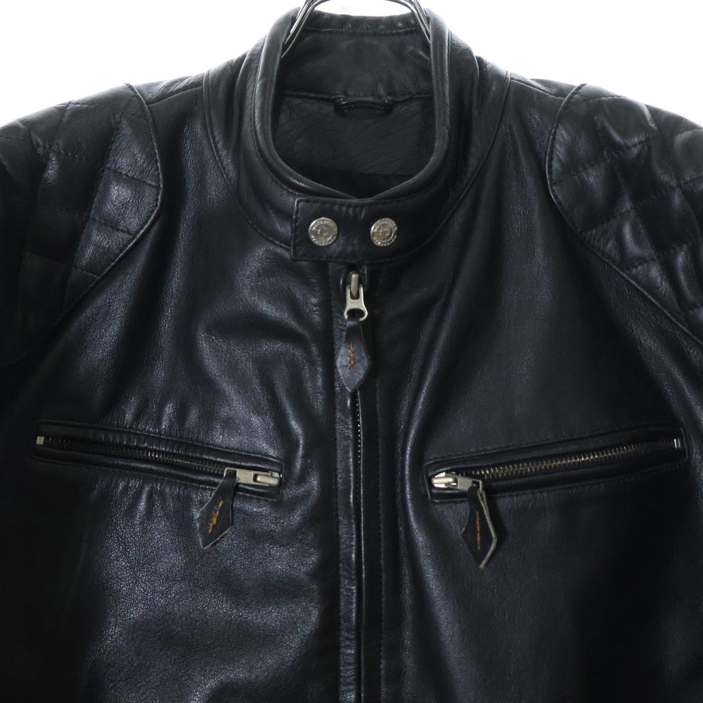 NO BRAND(ノーブランド) MOTO FIELD モトフィールド シングルレザージャケット ショルダーパッチ ブラック