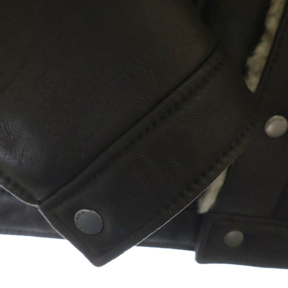 COACH(コーチ) シアリングムートン レザートラッカージャケット ブラウン