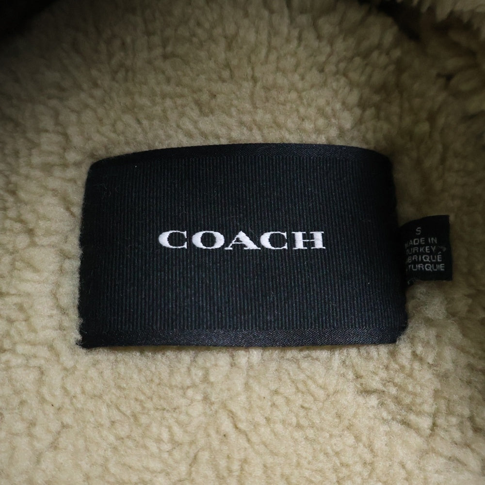 COACH(コーチ) シアリングムートン レザートラッカージャケット ブラウン