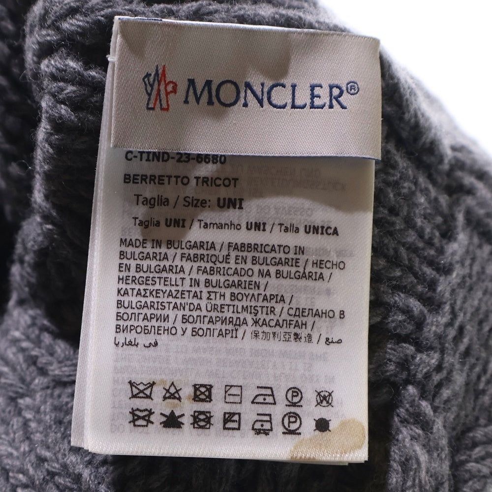 MONCLER(モンクレール) 23AW BERRETTO TRICOT ワッペン付き ニットキャップ ビーニー グレー I20913B00035