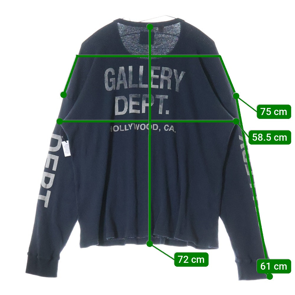 GALLERY DEPT.(ギャラリーデプト) サーマル 袖プリント長袖カットソー ワッフル ネイビー