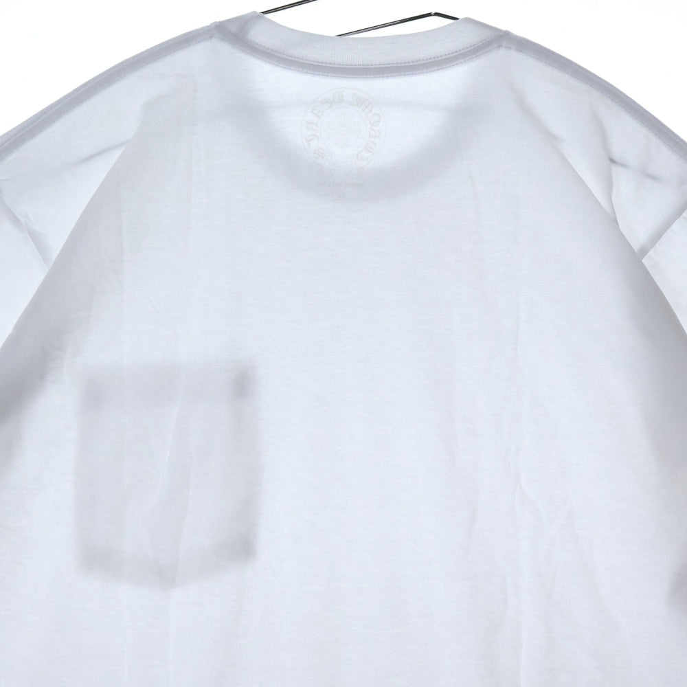 CHROME HEARTS(クロムハーツ) CH T-SHRT 1 ネックロゴプリント クルーネック半袖Tシャツ ホワイト/ブルー