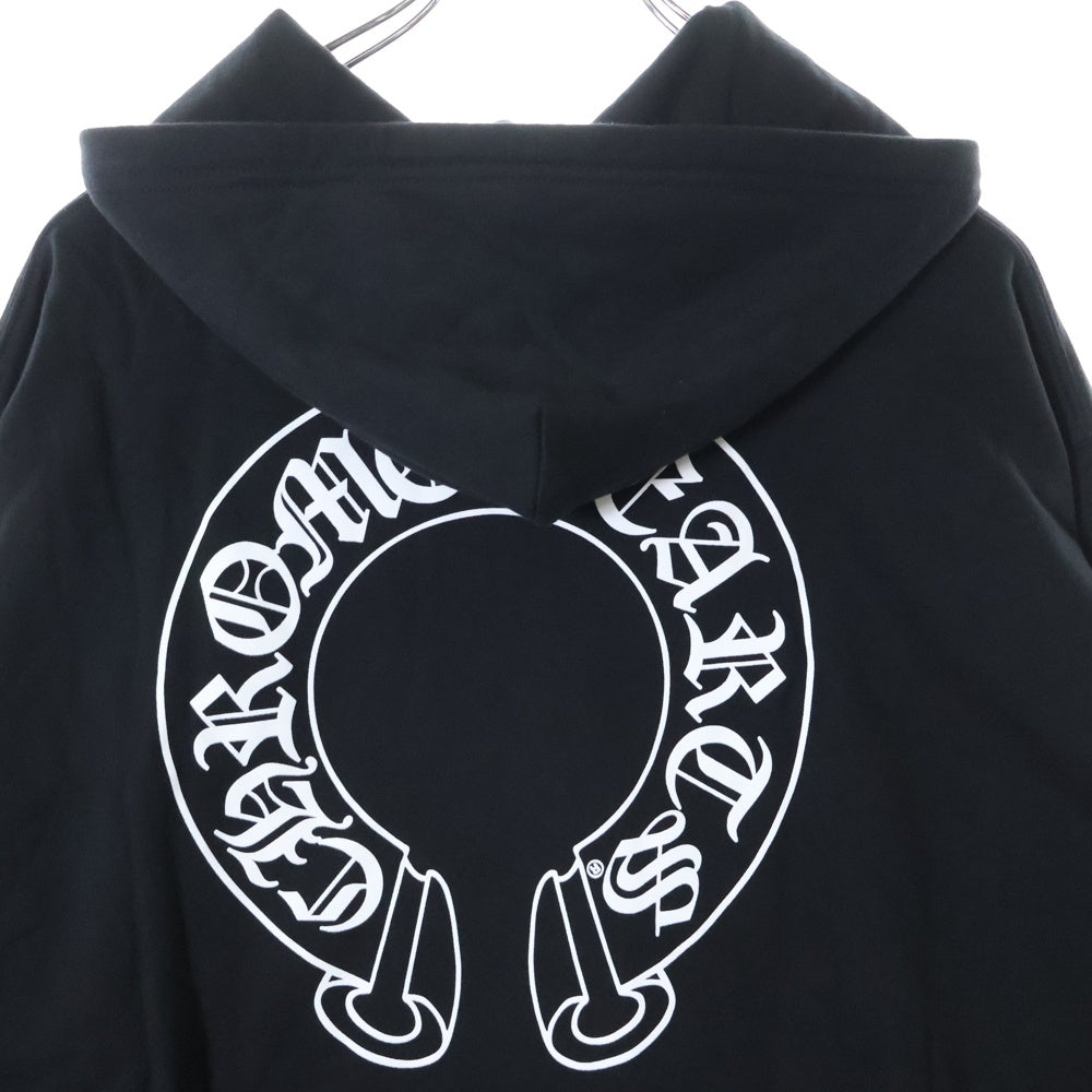 CHROME HEARTS(クロムハーツ) HORSESHOE ZIP UP HOODIE ホースシュー アームフローラル プリント ジップアップ スウェットパーカー ブラック
