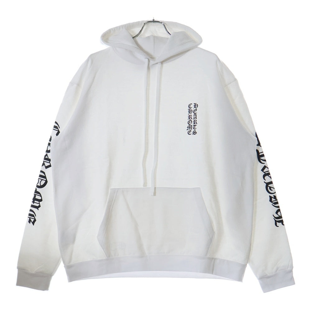 CHROME HEARTS(クロムハーツ) SWTSHRT PLVR バーティカルロゴ 袖プリントプルオーバースウェットパーカー ホワイト