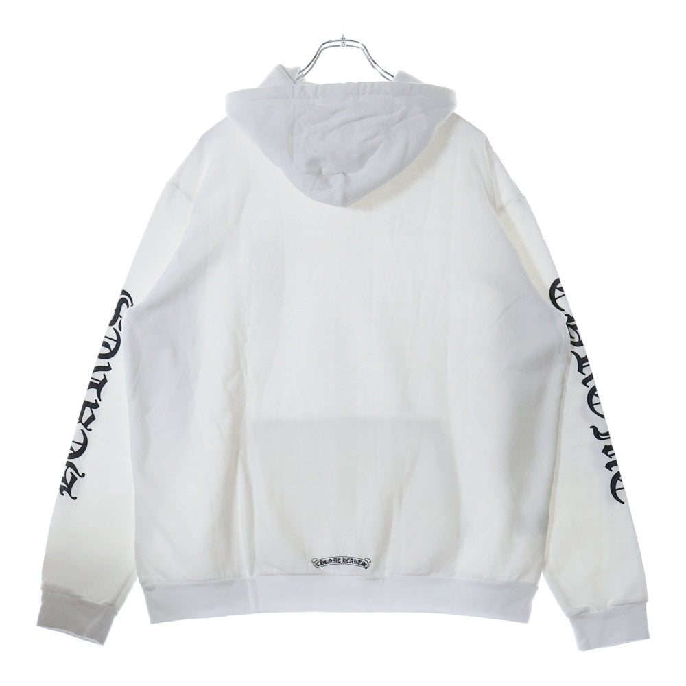 CHROME HEARTS(クロムハーツ) SWTSHRT PLVR バーティカルロゴ 袖プリントプルオーバースウェットパーカー ホワイト