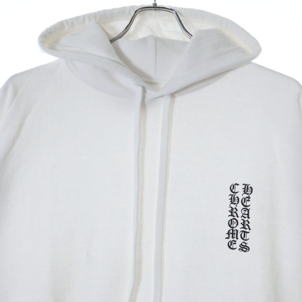 CHROME HEARTS(クロムハーツ) SWTSHRT PLVR バーティカルロゴ 袖プリントプルオーバースウェットパーカー ホワイト