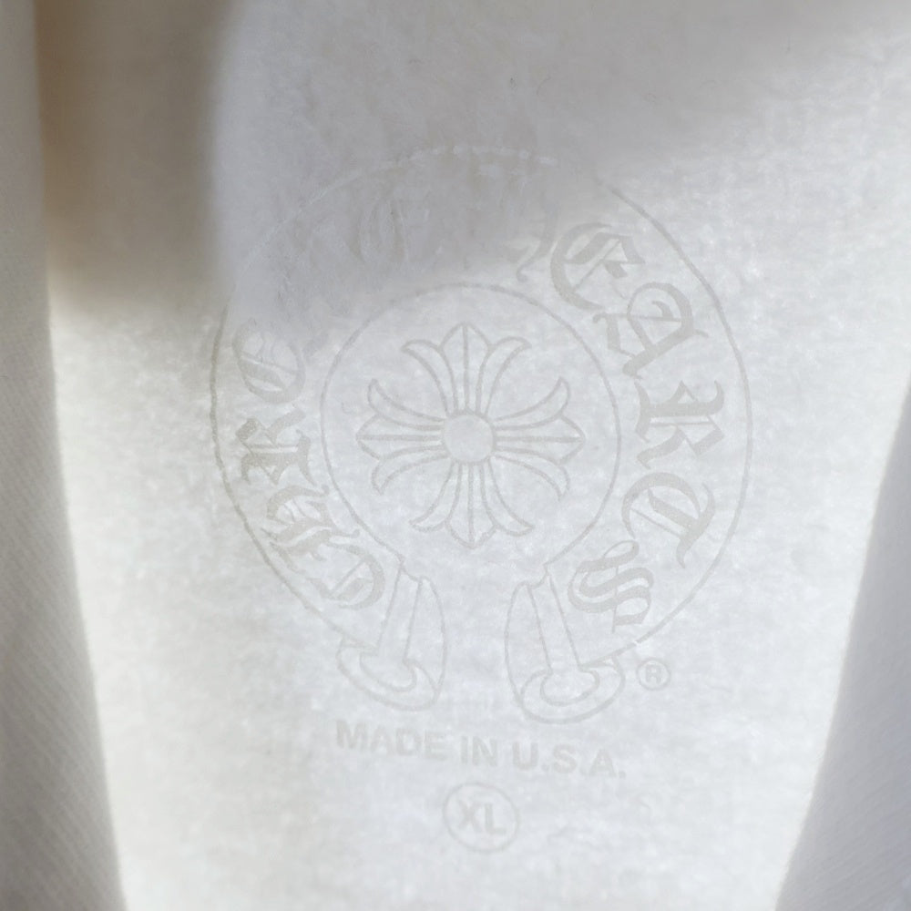 CHROME HEARTS(クロムハーツ) SWTSHRT PLVR バーティカルロゴ 袖プリントプルオーバースウェットパーカー ホワイト