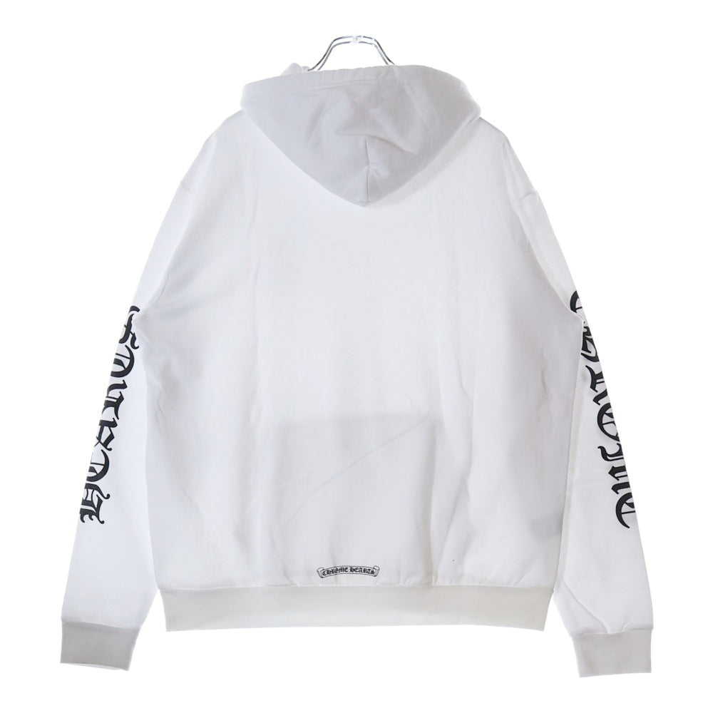 CHROME HEARTS(クロムハーツ) SWTSHRT PLVR バーティカルロゴ 袖プリントプルオーバースウェットパーカー ホワイト