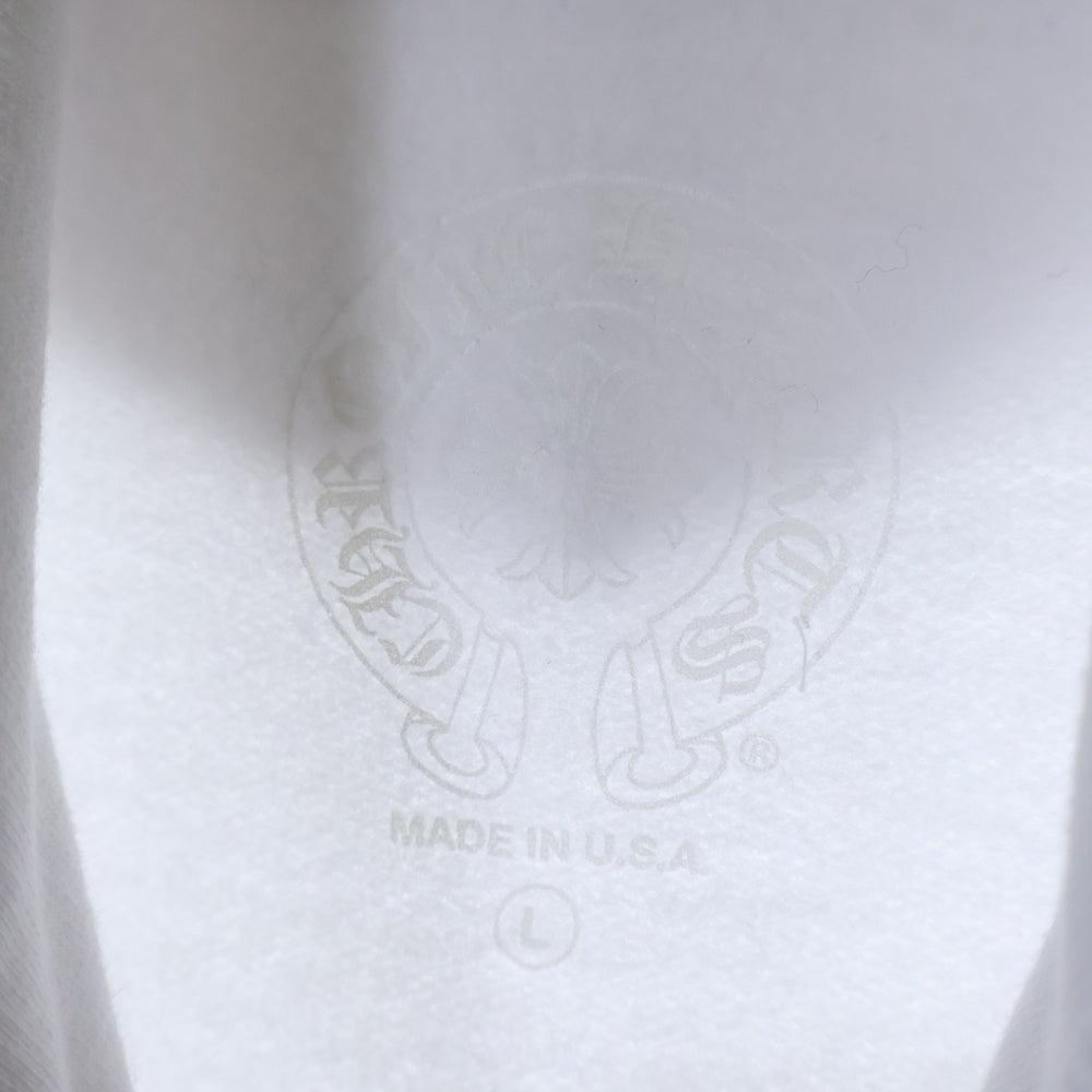 CHROME HEARTS(クロムハーツ) SWTSHRT PLVR バーティカルロゴ 袖プリントプルオーバースウェットパーカー ホワイト