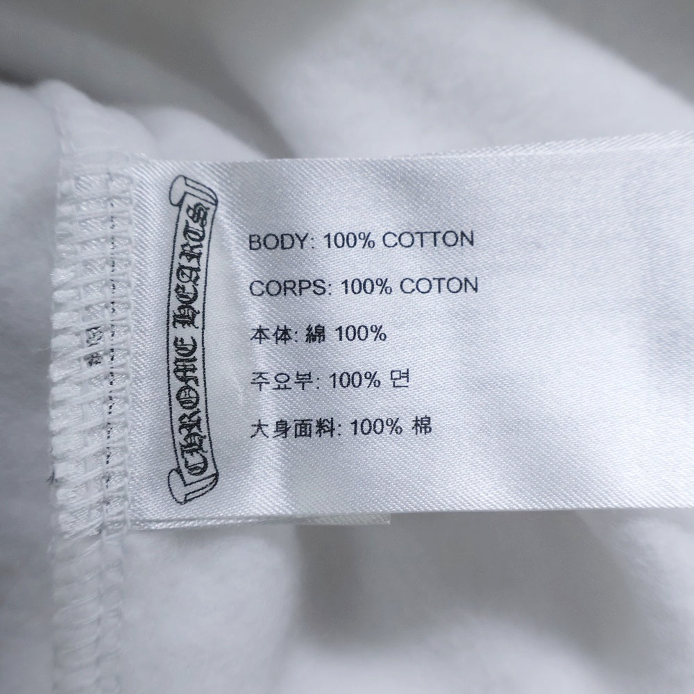 CHROME HEARTS(クロムハーツ) SWTSHRT PLVR バーティカルロゴ 袖プリントプルオーバースウェットパーカー ホワイト