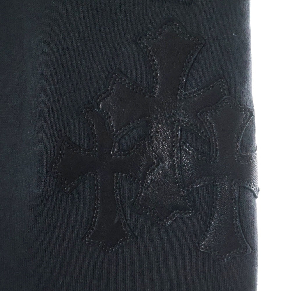 CHROME HEARTS(クロムハーツ) GRP Y NOT SWEAT PANTS ワイノット セメタリークロスレザーパッチ付きスウェットパンツ ブラック