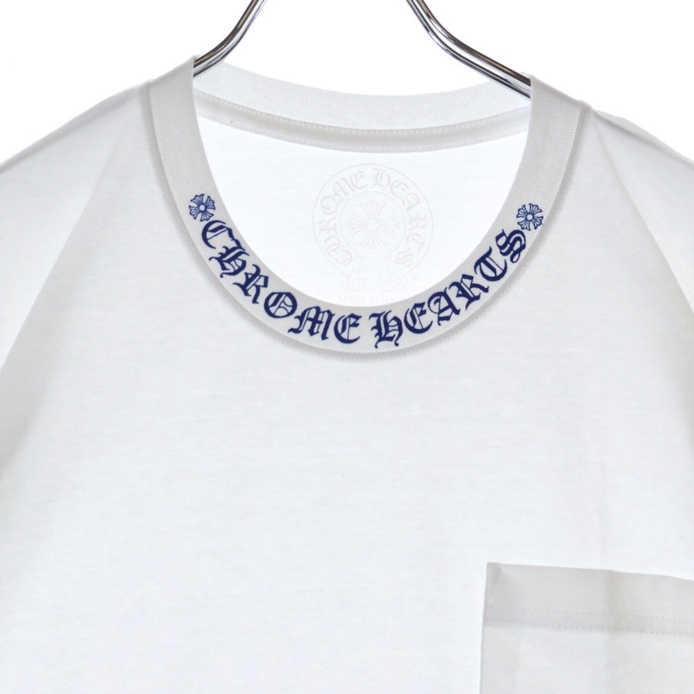 CHROME HEARTS(クロムハーツ) CH T-SHRT 1 ネックロゴプリント クルーネック半袖Tシャツ ホワイト/ブルー