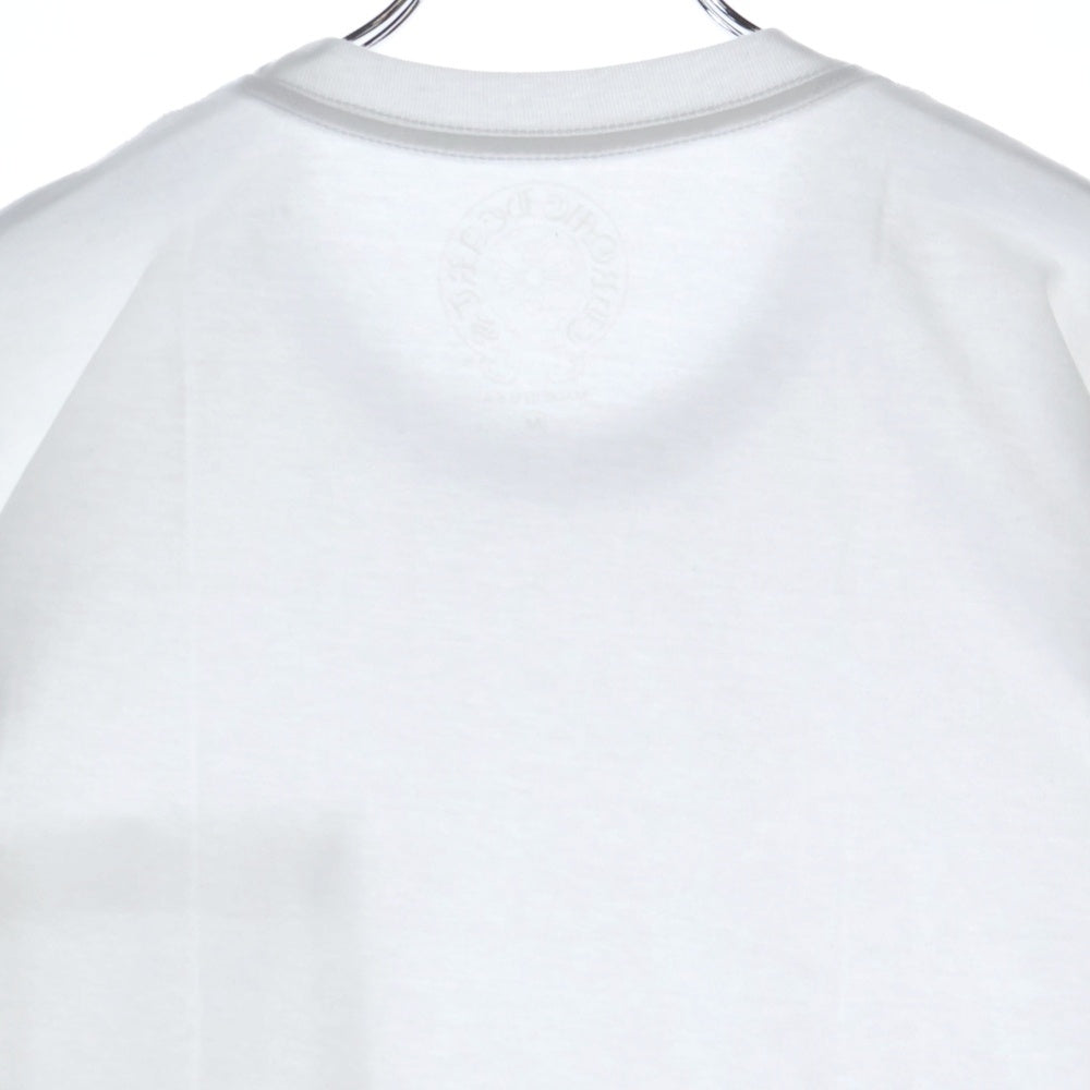 CHROME HEARTS(クロムハーツ) CH T-SHRT 1 ネックロゴプリント クルーネック半袖Tシャツ ホワイト/ブルー