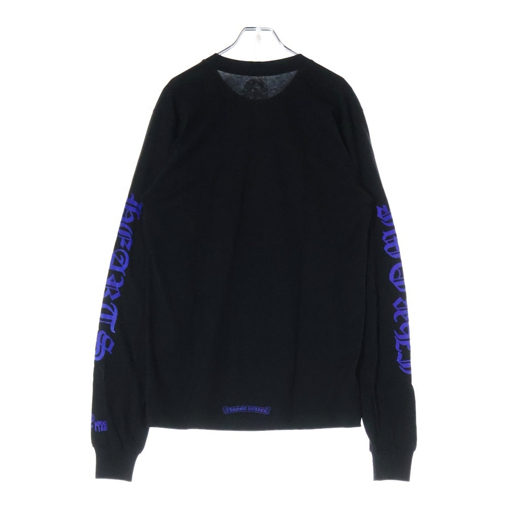 CHROME HEARTS(クロムハーツ) CH T-SHRT 1 ネックロゴプリント クルーネック長袖Tシャツ ブラック/ブルー