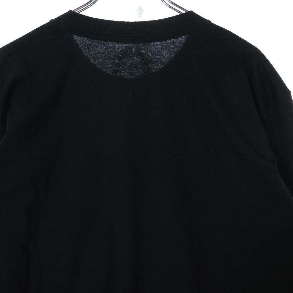 CHROME HEARTS(クロムハーツ) CH T-SHRT 1 ネックロゴプリント クルーネック長袖Tシャツ ブラック/ブルー
