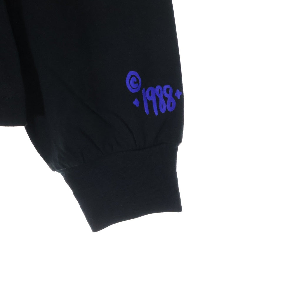 CHROME HEARTS(クロムハーツ) CH T-SHRT 1 ネックロゴプリント クルーネック長袖Tシャツ ブラック/ブルー