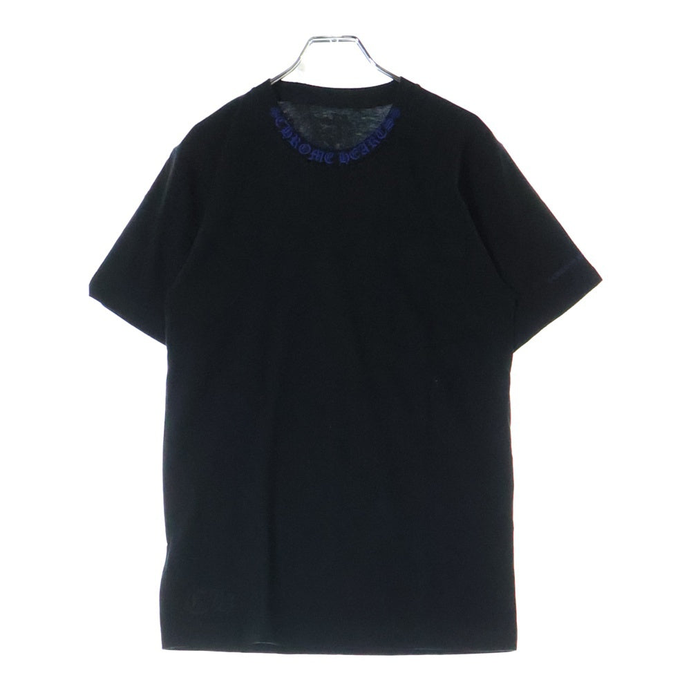 CHROME HEARTS(クロムハーツ) CH T-SHRT 1 ネックロゴプリント クルーネック半袖Tシャツ ブラック/ブルー