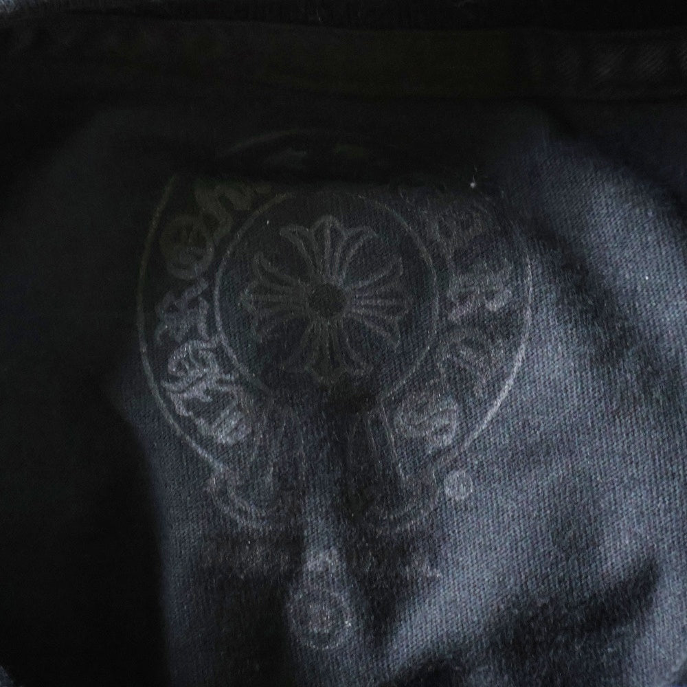 CHROME HEARTS(クロムハーツ) CH T-SHRT 1 ネックロゴプリント クルーネック半袖Tシャツ ブラック/ブルー