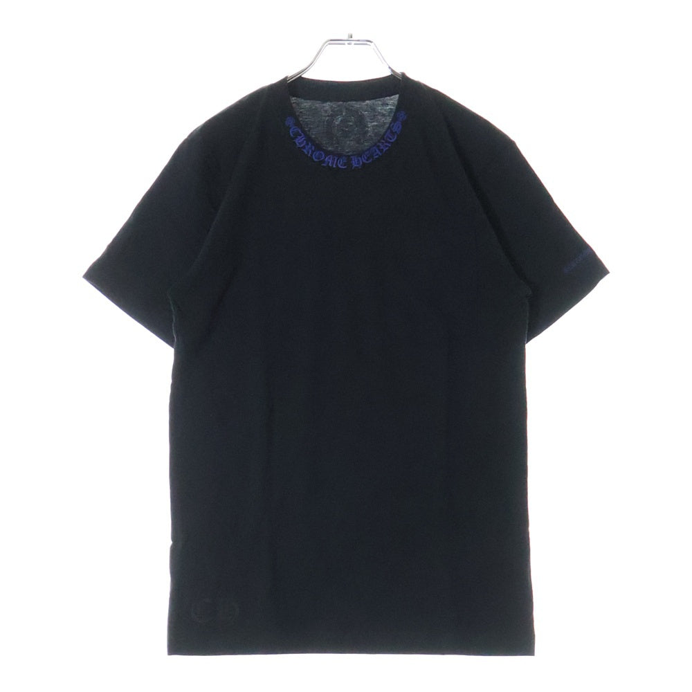 CHROME HEARTS(クロムハーツ) CH T-SHRT 1 ネックロゴプリント クルーネック半袖Tシャツ ブラック/ブルー
