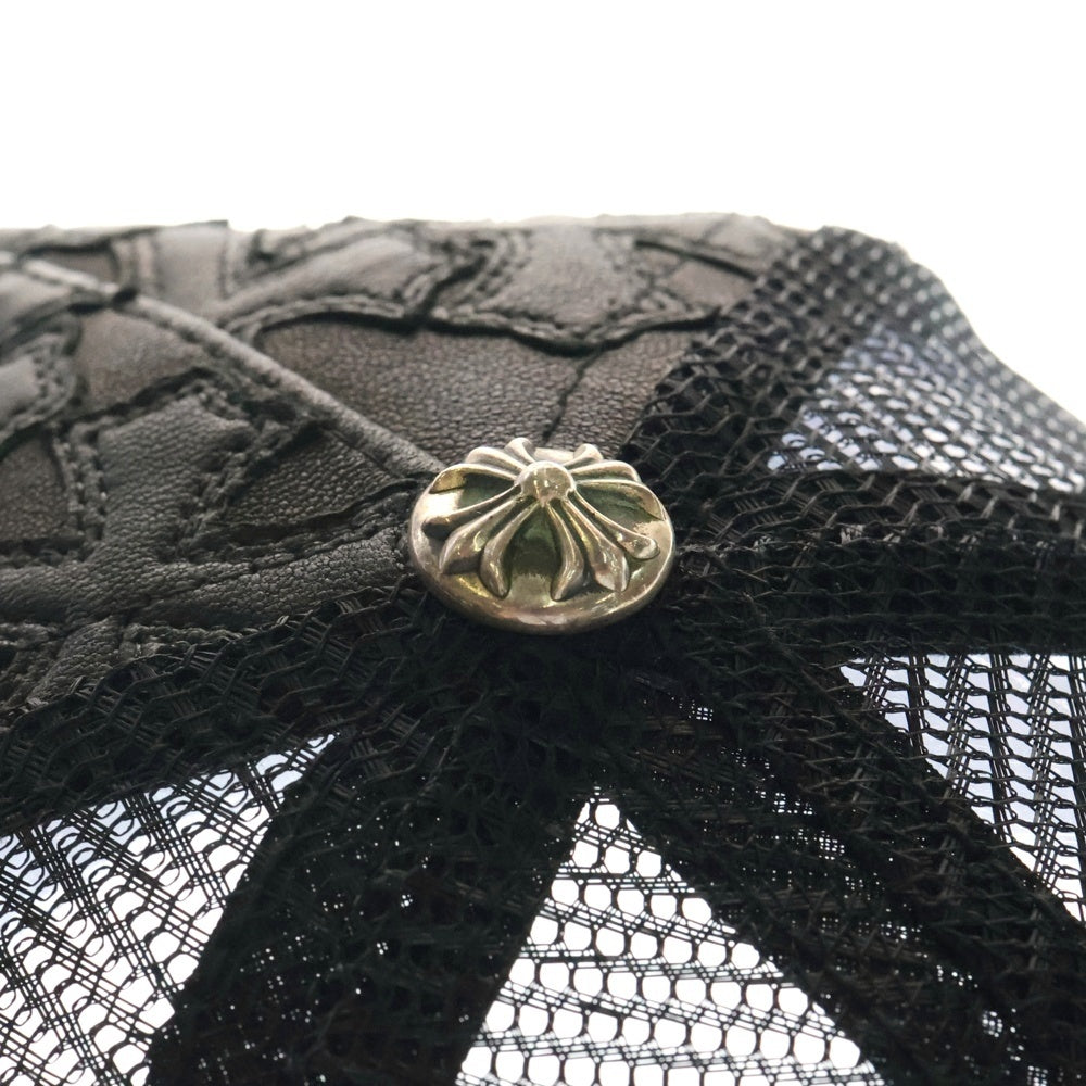 CHROME HEARTS(クロムハーツ) フルセメタリークロス レザートラッカーキャップ 帽子 ブラック