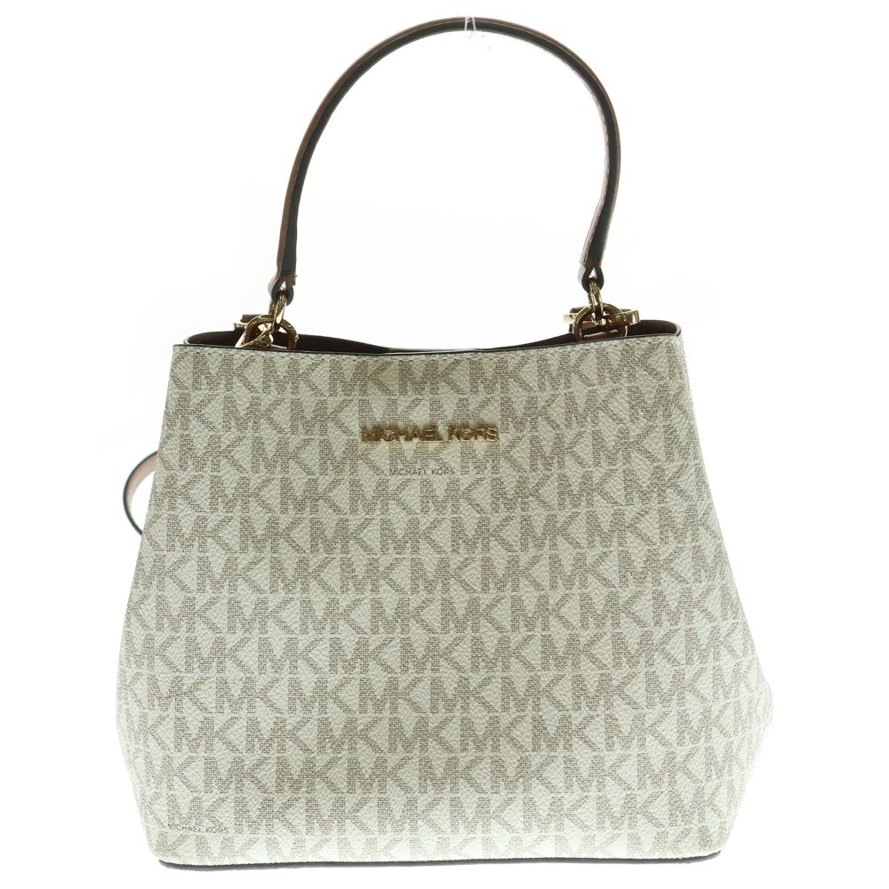 MICHAEL KORS(マイケルコース) MK総柄 2Way レザー ショルダーバッグ ハンドバッグ アイボリー/ブラウン