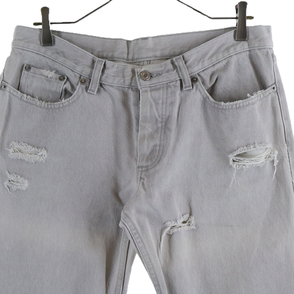 HELMUT LANG(ヘルムートラング) ダメージデニム ジーンズ ボタンフライ ホワイト