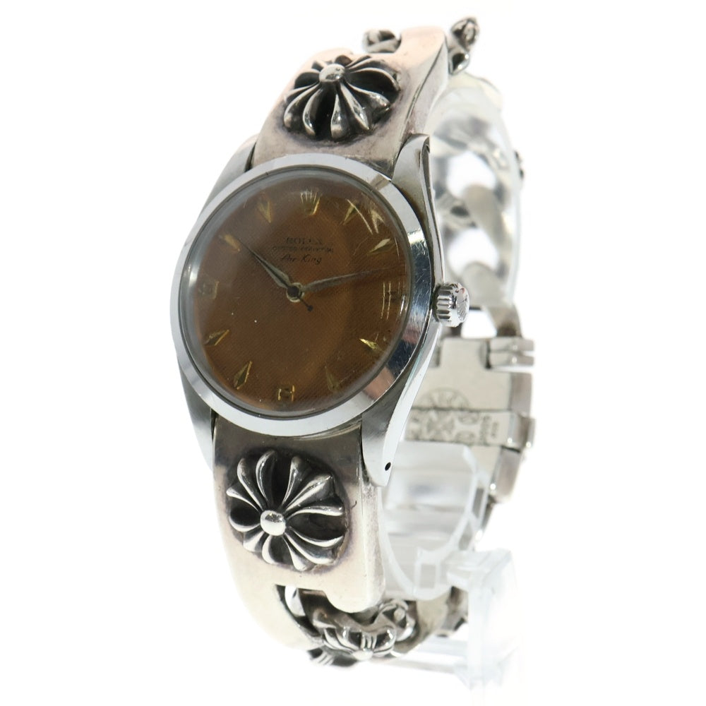 CHROME HEARTS(クロムハーツ) ×ROLEX エアキング 5504 CHプラス アフターブラックダイヤ クラシックリンク ウォッチブレス オレンジ/シルバー