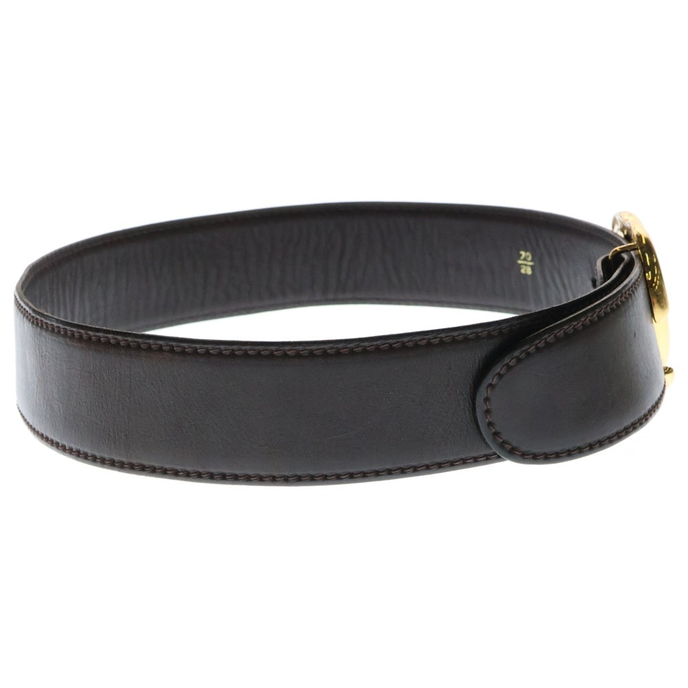 GUCCI(グッチ) GGロゴバックル インターロッキング レザーベルト ゴールド/ブラウン