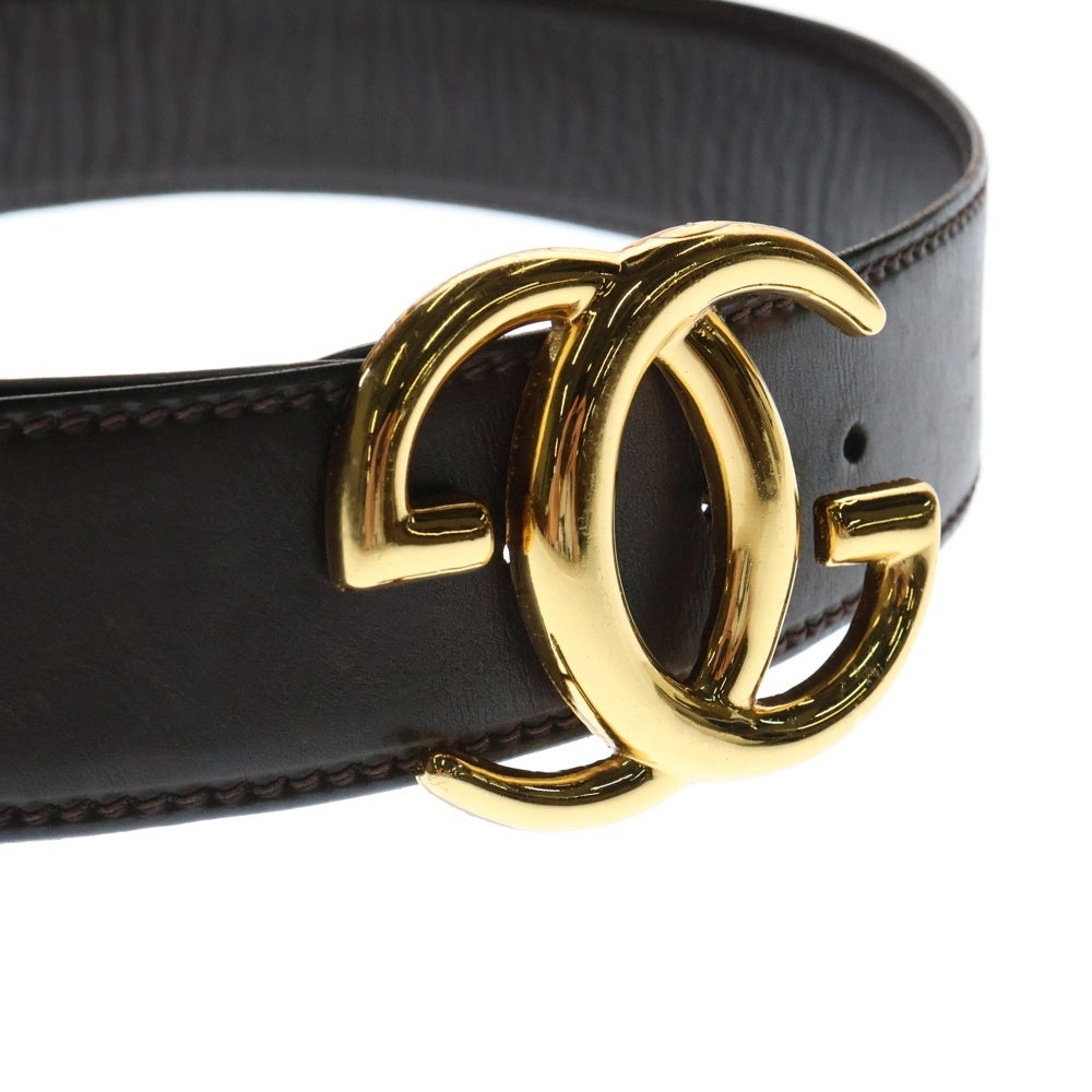 GUCCI(グッチ) GGロゴバックル インターロッキング レザーベルト ゴールド/ブラウン
