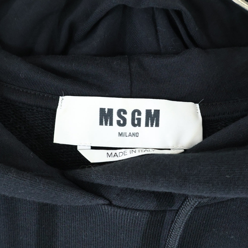 MSGM(エムエスジーエム) フリル付き ロゴ刺繍プルオーバーパーカー ブラック 2941MDM78 レディース