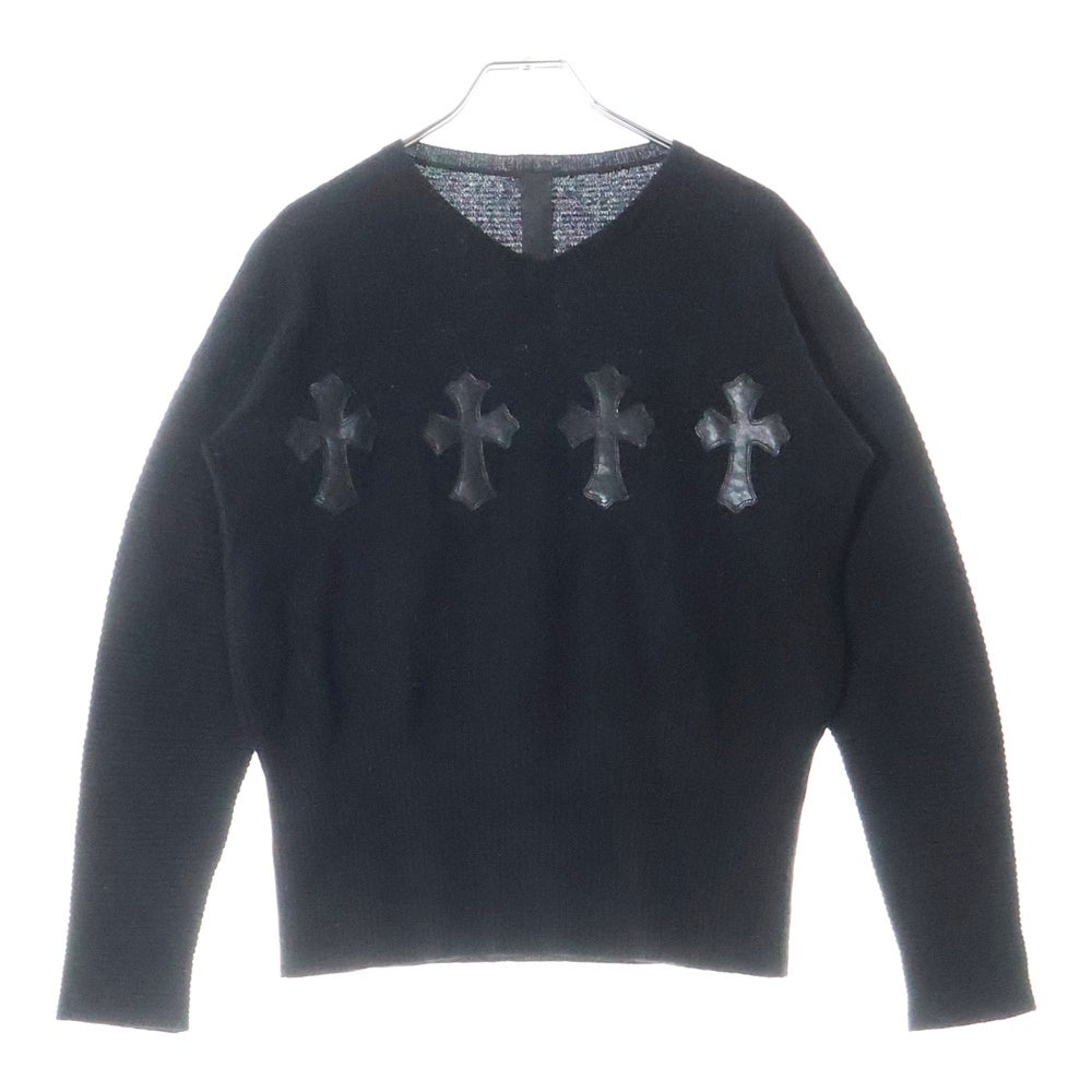 CHROME HEARTS(クロムハーツ) クロスパッチ付きカシミヤセーター クルーネックニット ブラック