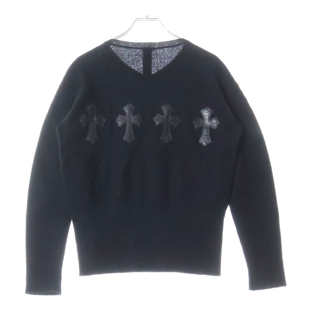 CHROME HEARTS(クロムハーツ) クロスパッチ付きカシミヤセーター クルーネックニット ブラック