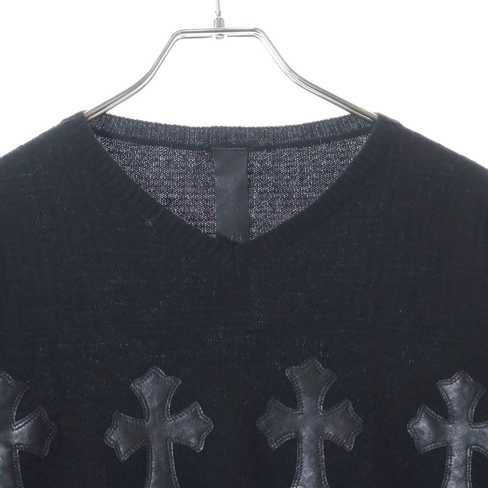 CHROME HEARTS(クロムハーツ) クロスパッチ付きカシミヤセーター クルーネックニット ブラック