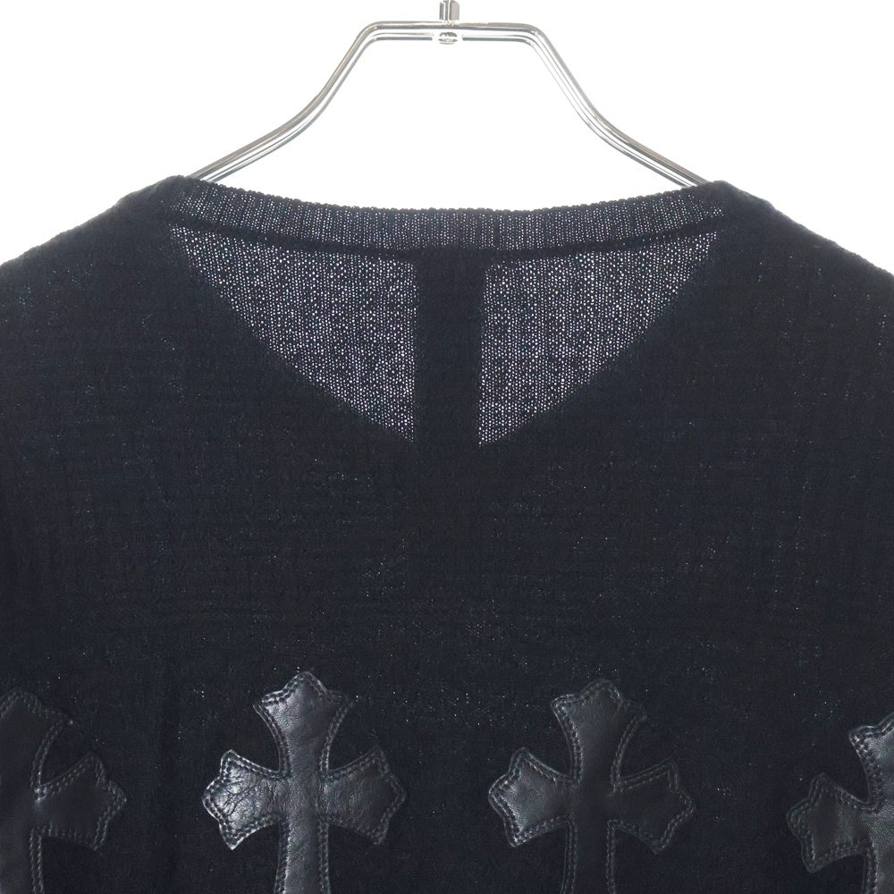 CHROME HEARTS(クロムハーツ) クロスパッチ付きカシミヤセーター クルーネックニット ブラック